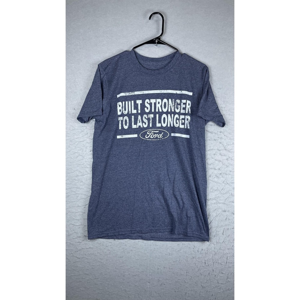 Tee Luv Shirt Mens Medium Blue Ford Built Stronger Graphic Tee T-Shirt Tagless